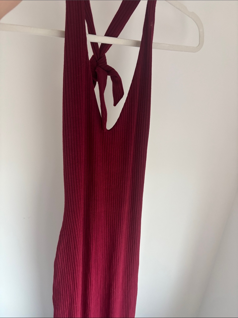Windsor Ribbed Halter Maxi Dress in Wine